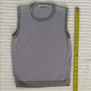 Brunello Cucinelli Lavender Crewneck Sleeveless Sweater Vest with Gray Trim